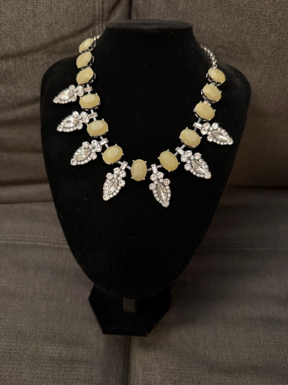 Lia Sophia Olive Cabochon and Silver Leaf Necklace
